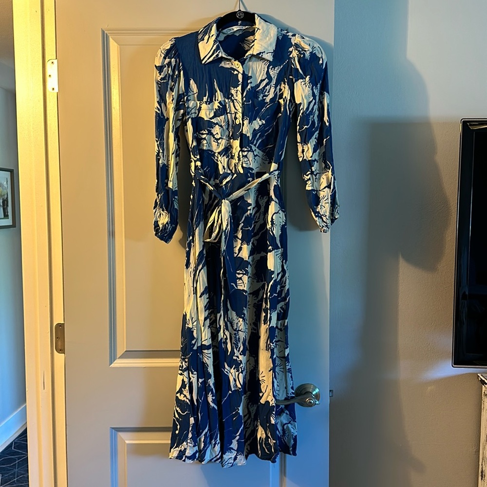 Zara Blue & White XS maxi dress